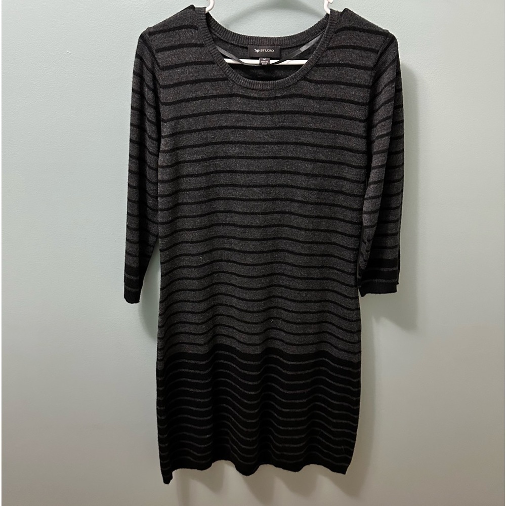 AB Studio grey and black striped sweater dress size medium